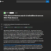 TTR: M&A movimentou mais de 12 mil milhes de euros em 2022. PLMJ destaca-se